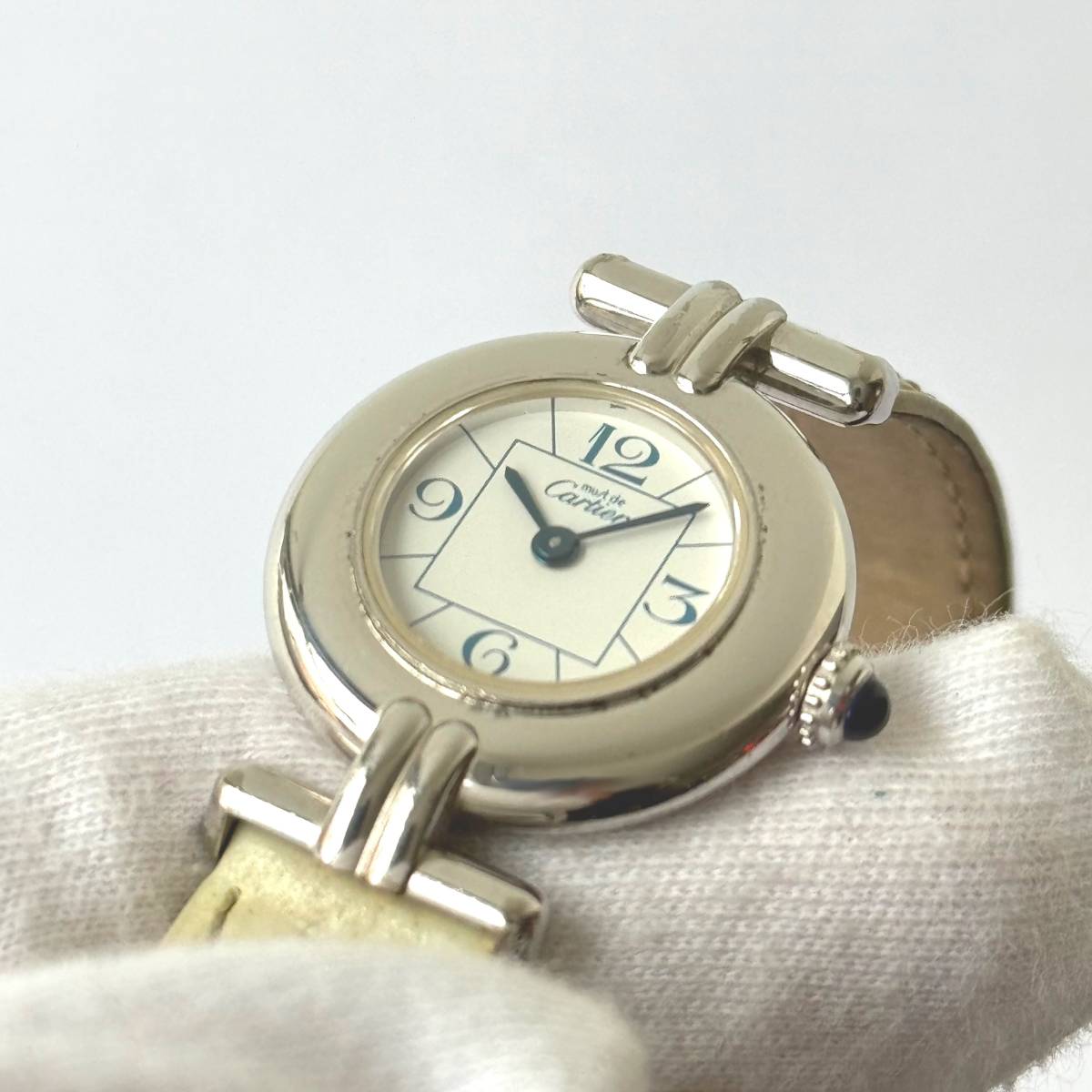 ◆ カルティエ Cartier マストコリゼ クォーツ 腕時計 2411 不動品 純正ブレス 白文字盤 シルバー925 レディース ウォッチ_画像10