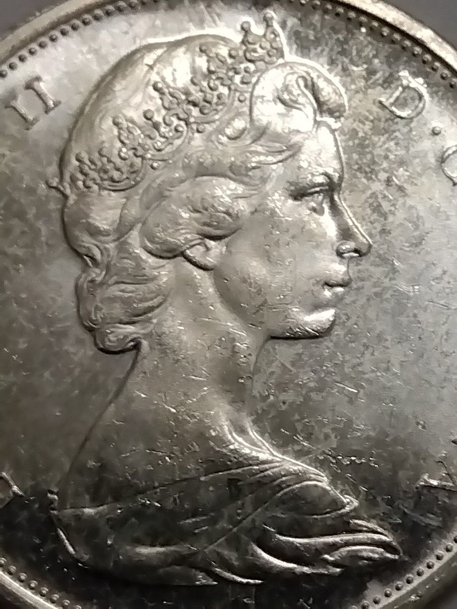 カナダ　50セント　1966年　エリザベス2世 ユニコーン