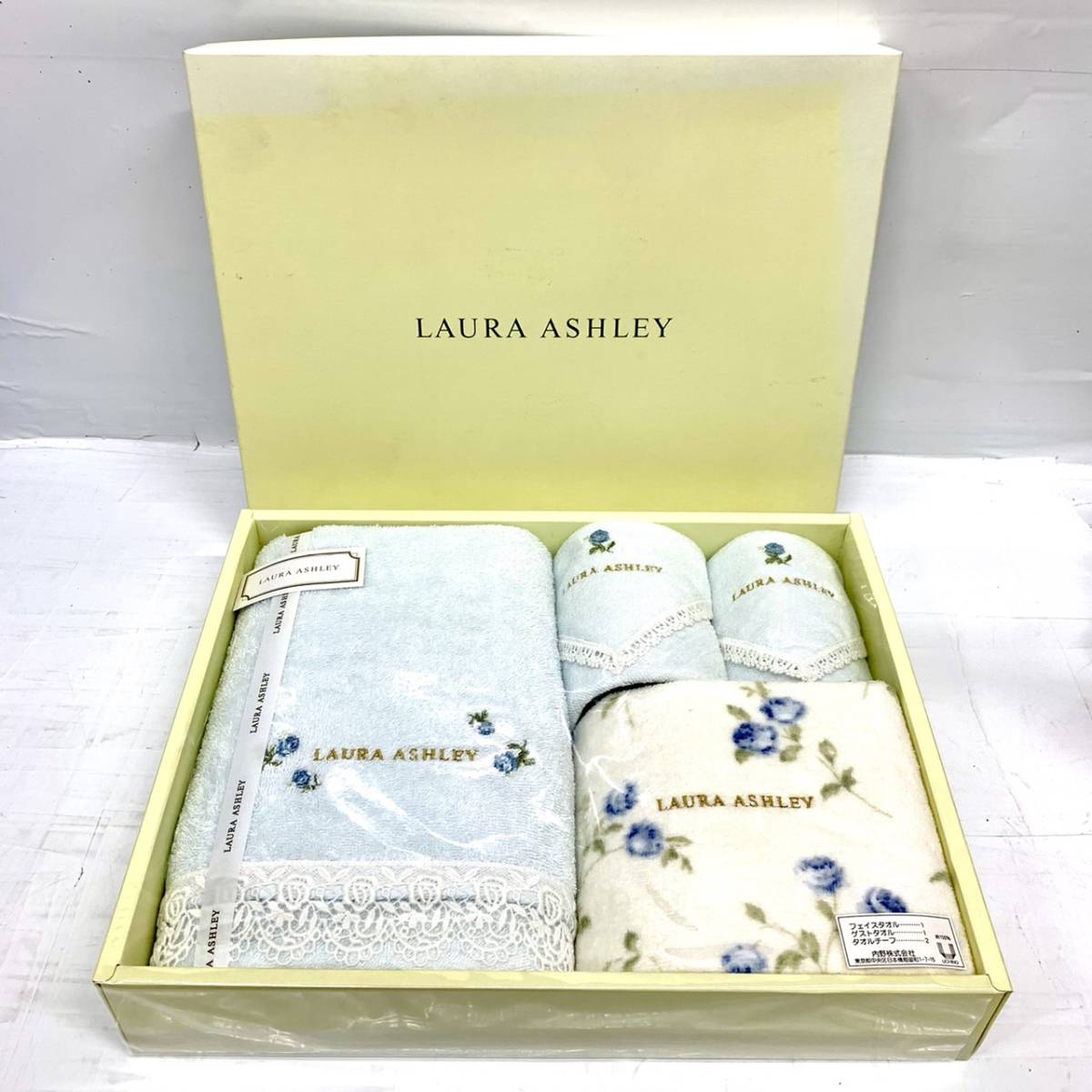 送料無料h57090 LAURA ASHLEY ローラアシュレイ バスタオル ゲストタオル タオルチーフ 綿100% タオル お風呂 未使用_画像1