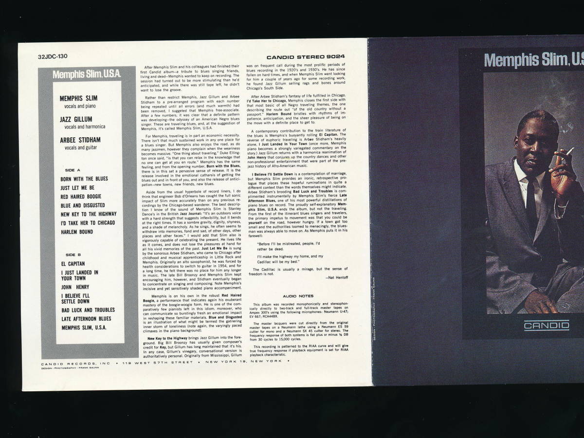 ☆MEMPHIS SLIM☆MEMPHIS SLIM, U.S.A.☆1988年日本盤☆CANDID / TOKUMA 32JDC-130☆JAZZ GILLUM, ARBEE STIDHAM☆_画像5