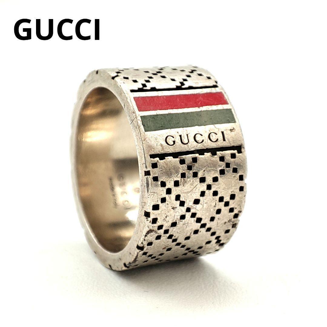 人気GUCCI グッチ ディアマンティッシマ リング 指輪 シェリーライン Ag925 18号