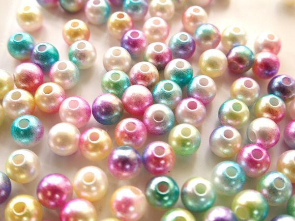  prompt decision! 100 piece 6mm Rainbow acrylic fiber pa- ruby z gradation mermaid round Mix color * hand made accessory 