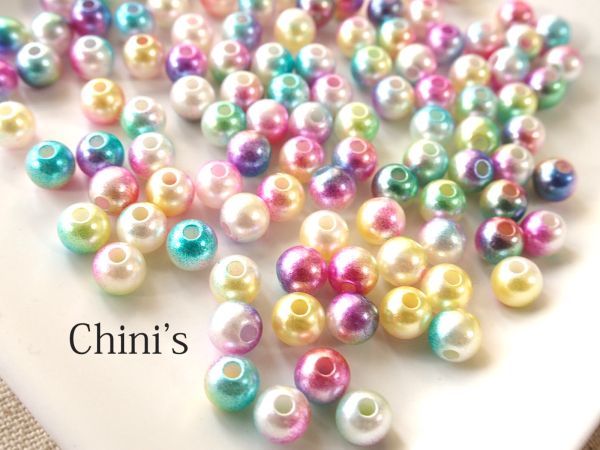  prompt decision! 100 piece 6mm Rainbow acrylic fiber pa- ruby z gradation mermaid round Mix color * hand made accessory 