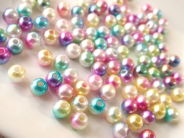  prompt decision! 100 piece 6mm Rainbow acrylic fiber pa- ruby z gradation mermaid round Mix color * hand made accessory 