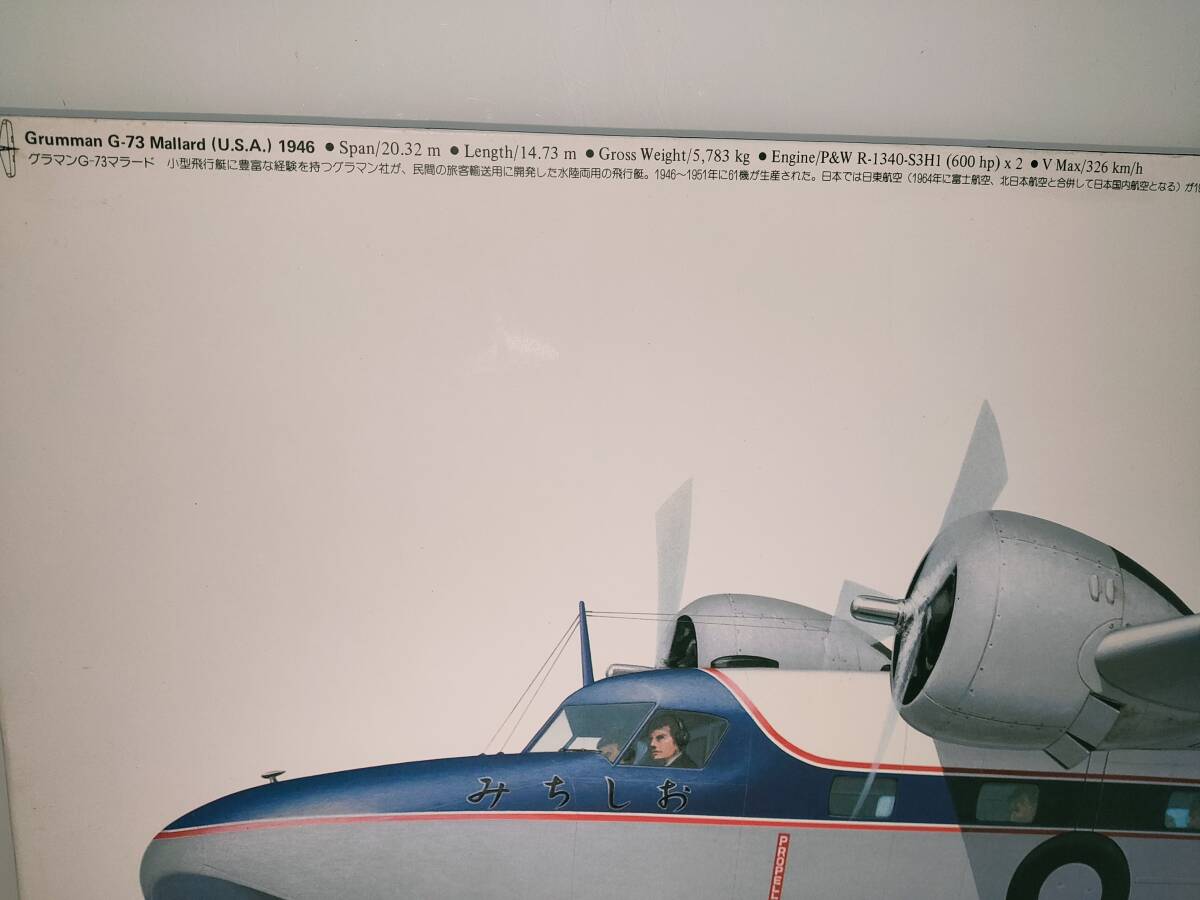 グラマン G73 マラード 日東航空 旅客機 みちしお イラスト 木製 パネル_画像5