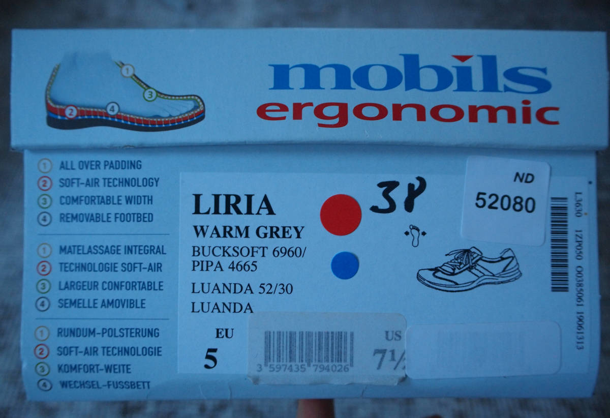 mefi -тактный Mephisto Mobils 24cm 24.5cm кожа обувь RILIA здоровье обувь не использовался 