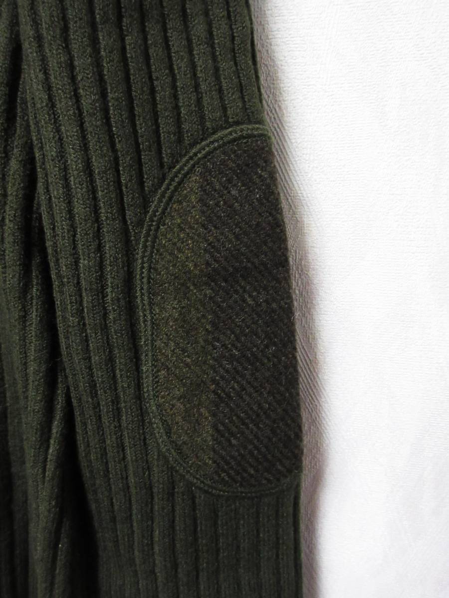 バーバリー BURBERRY ウール ニット ジップ ブルゾン ジャケット カーディガン カーキ S 南697