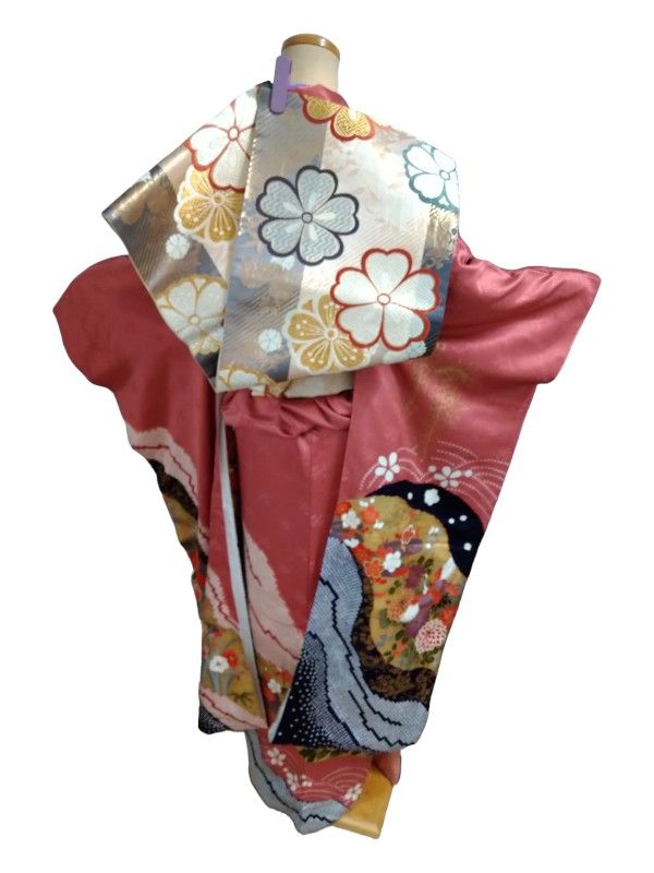 成人式　正絹　振袖　袋帯　帯揚げ帯締め　長襦袢　着付け小物　フルセット　F022