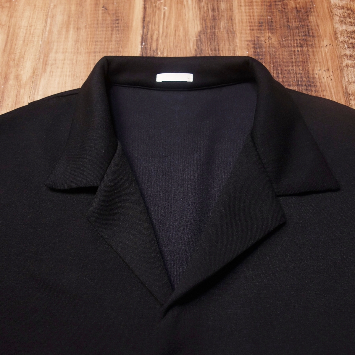Lサイズ 5分袖ドライダブルフェイスオープンカラーシャツ ジーユー メンズ GU 古着 黒 LX22_画像5