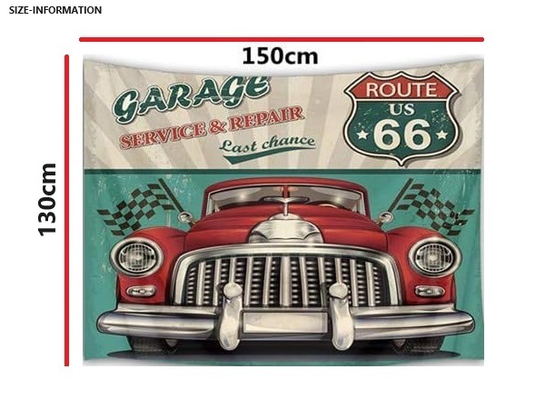 新品 Route66 ビッグ タペストリー ガレージ アメリカン 壁掛け 大判 布ポスター おしゃれ 背景布 模様替え 引っ越し 目隠し 150×130cm _画像4