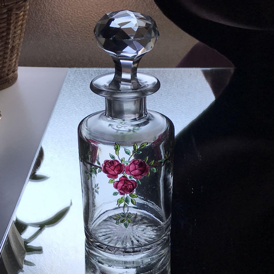 素敵なオールドバカラBaccarat薔薇の花束Bouquets De Roses/香水瓶/フラコーン/フランスアンティーク/エナメル彩_画像10