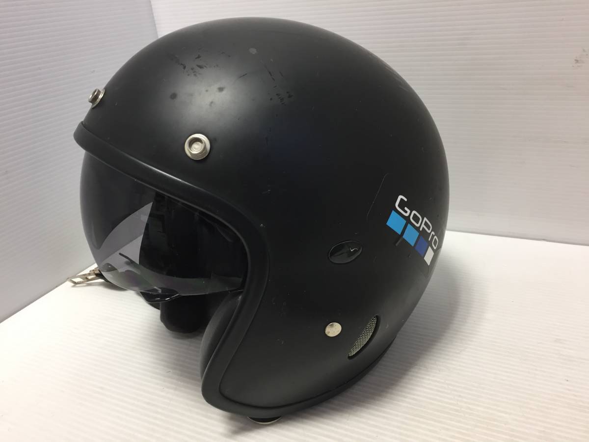 ♪Gopro ジェットヘルメット シールド フリーサイズ ブラック オートバイ 中古 (NF240204) 517-2-①の画像1
