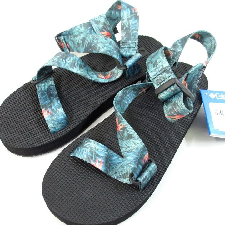  Colombia columbia new goods tag attaching sandals 9 number L size green Islay ndo leaf pattern green (qz12739)