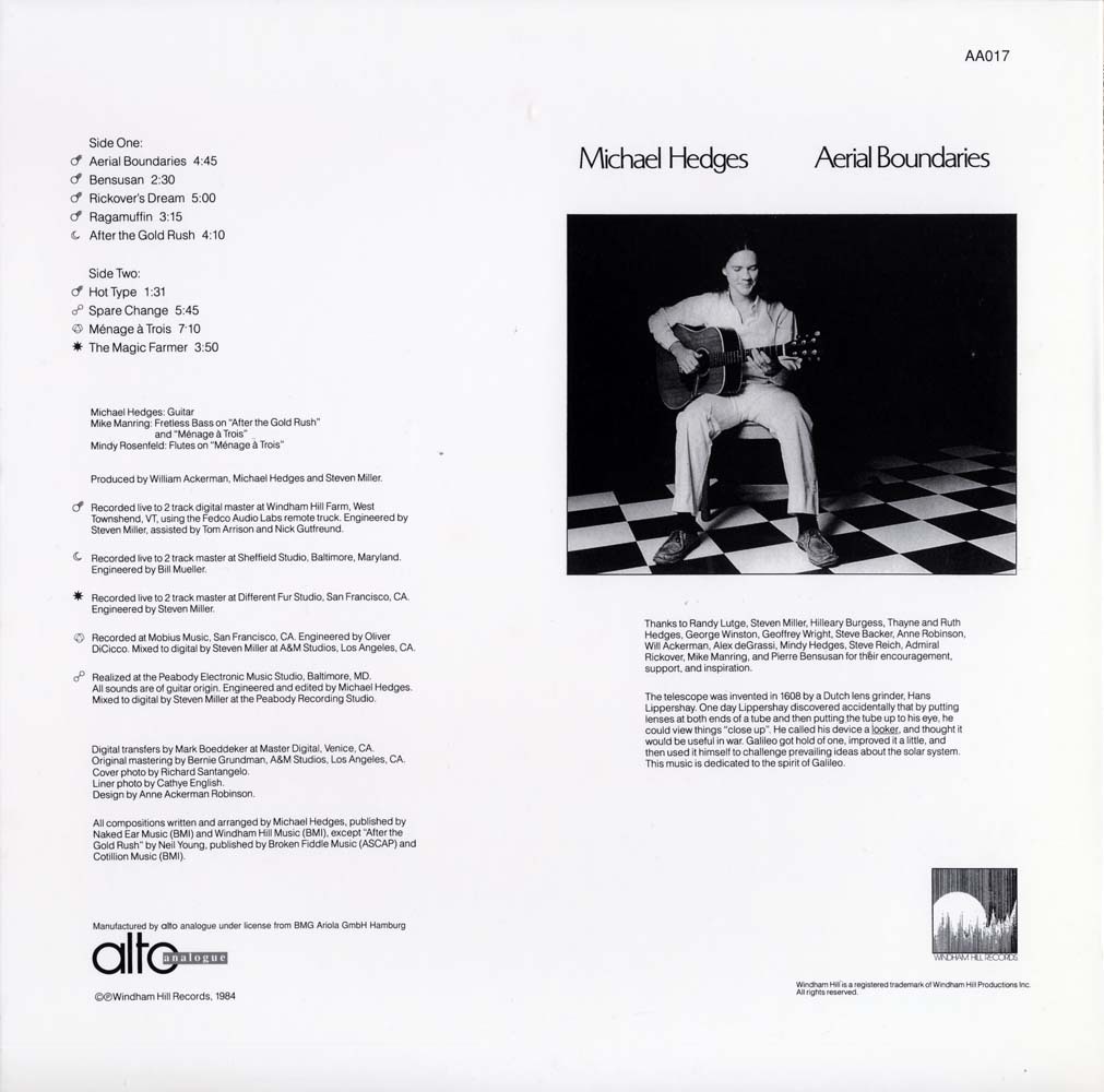 Michael Hedges「Aerial Boundaries」Alto Analogue 180g重量盤 マイケル・ヘッジス_画像2