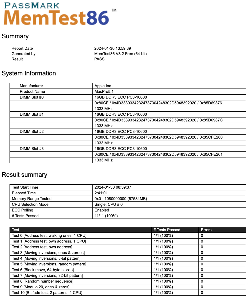 1333MHz 16GB 4枚組 合計 64GB MacPro用メモリー 2009 2010 2012モデル用 240pin DDR3 10600R RDIMM ECC 動作確認済 #0201B_画像5