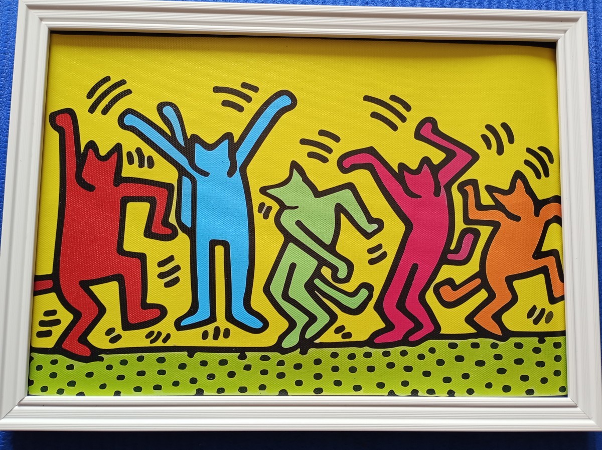 【額付ポスター】ファブリックアート キース・ヘリング　keith haring A4アートポスター　21×30cm インテリア雑貨　フレーム付き Fタイプ