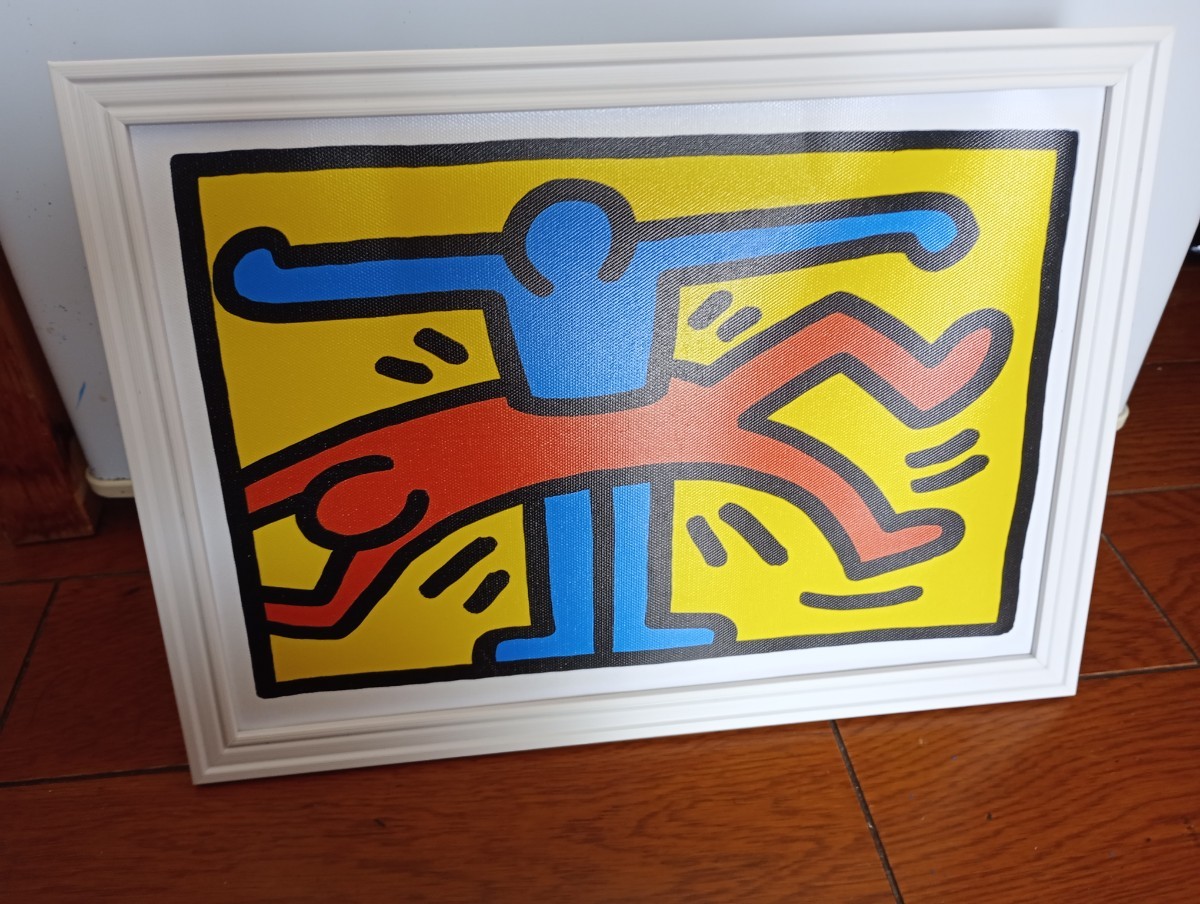 【額付ポスター】ファブリックアート キース・ヘリング　keith haring A4アートポスター　21×30cm インテリア雑貨　フレーム付き Iタイプ