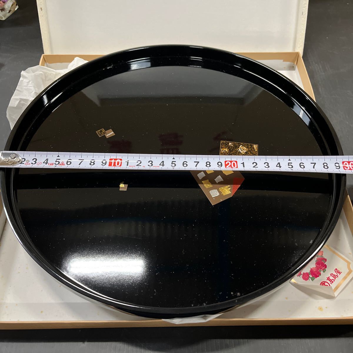 丸盆 お盆 トレー おぼん 漆器 色紙 新品未使用_画像2