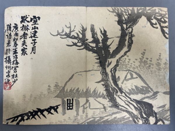 AP939「湯川松堂画ほか マクリ一括 古書画」11枚 (検骨董書画掛軸巻物拓本金石拓本法帖古書和本唐本漢籍書道中国_画像5