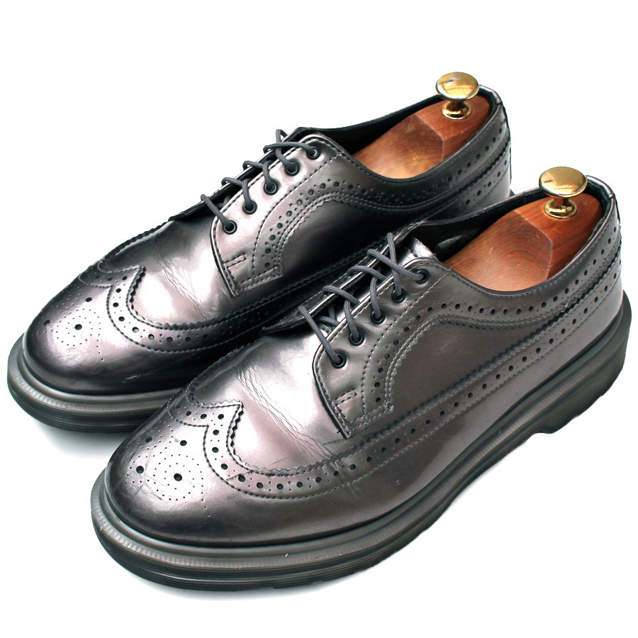 希少★Dr.Martens Limited edition ドクターマーチン★フルブローグシューズ UK8=27 15724 ウィングチップ 90年代 シルバー fc i-625_画像2