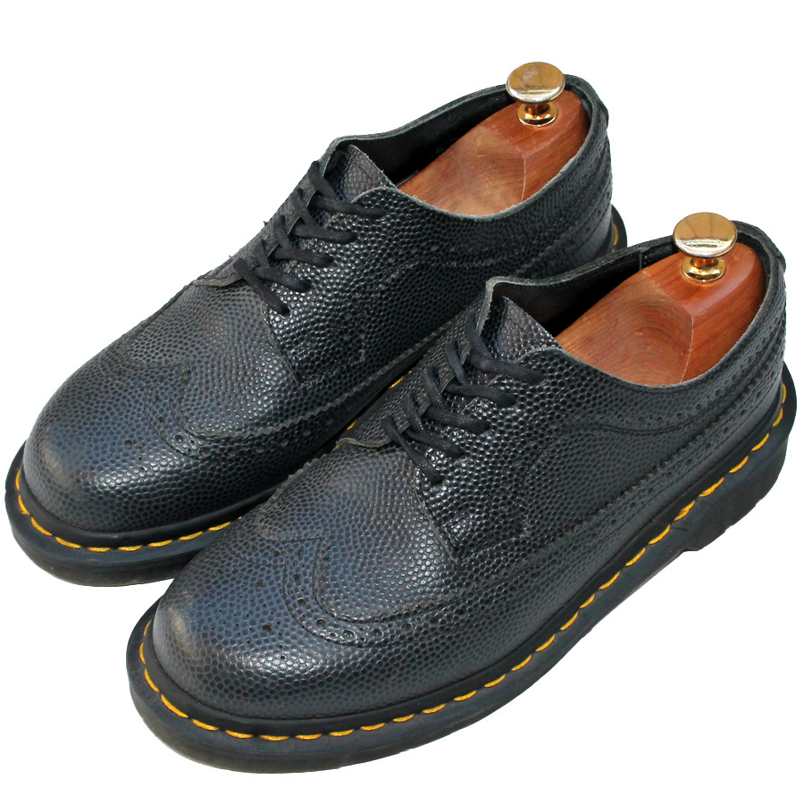 イングランド製★Dr.MARTENS ドクターマーチン★フルブローグシューズ UK6=25 3989 ウィングチップ ブラック fk i-635_画像2