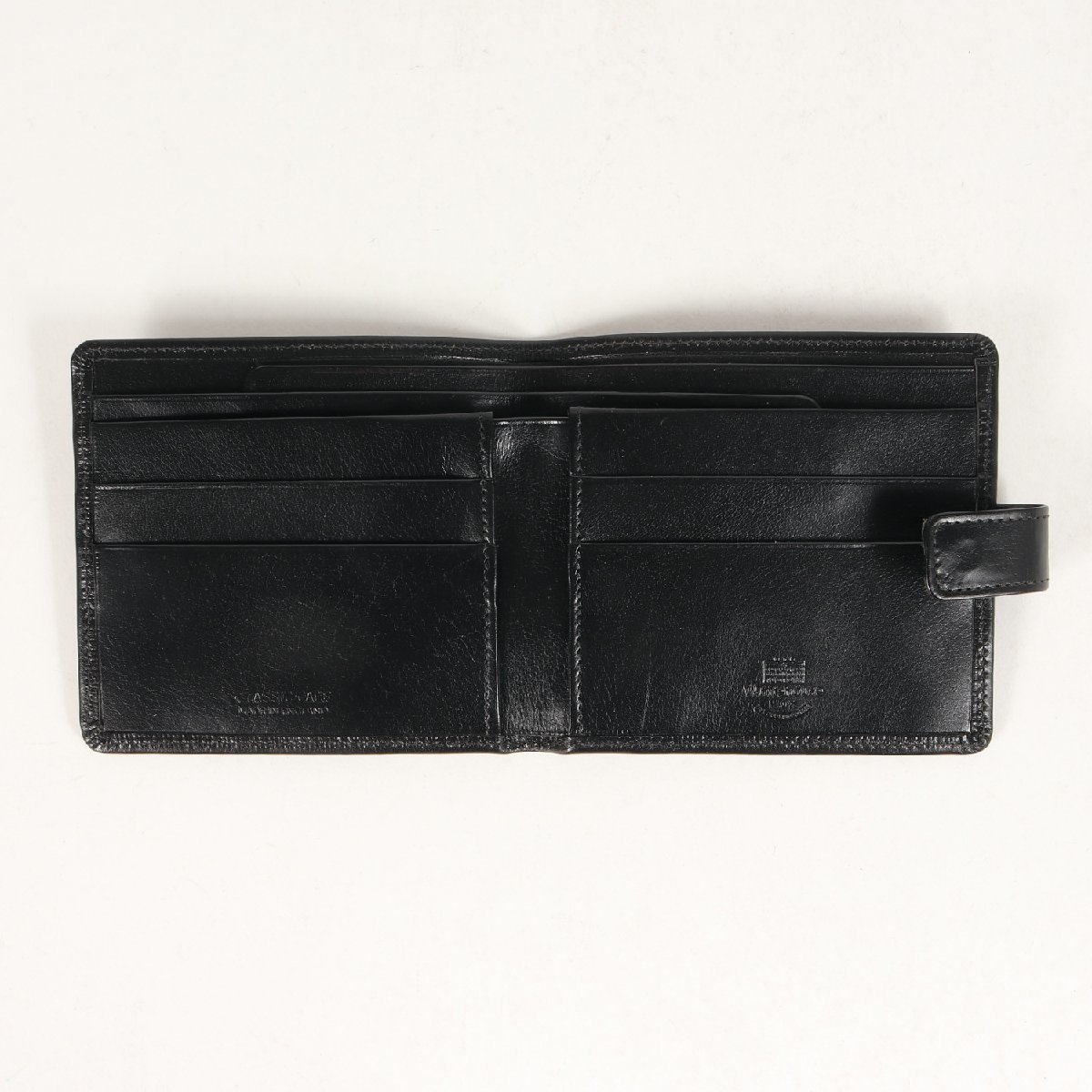 美品 White House Cox ホワイトハウスコックス クラシック カーフレザー 二つ折り ウォレット 財布 イングランド製 ブラック 黒 ブランドの画像3