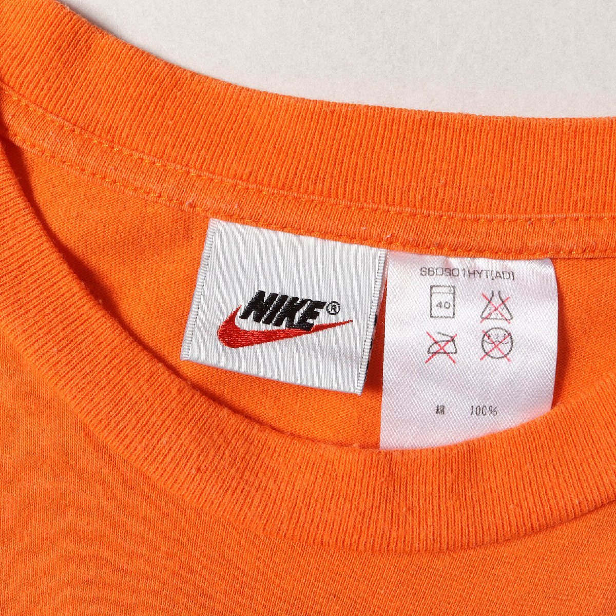 NIKE ナイキ Tシャツ サイズ:L 90s かすれロゴ クルーネック 半袖Tシャツ オレンジ 90年代 vintage ヴィンテージ 古着 トップス_画像3
