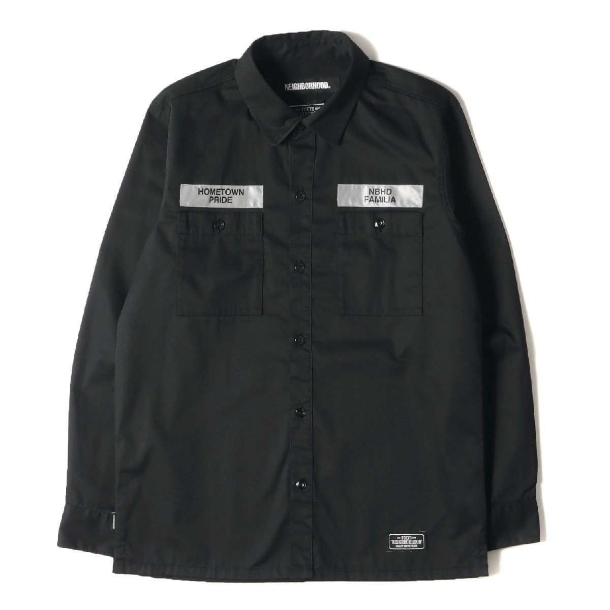 NEIGHBORHOOD ネイバーフッド シャツ サイズ:S 19AW パッチ付き T/C ワークシャツ CLASSIC WORK / EC-SHIRT. LS ブラック ブランド