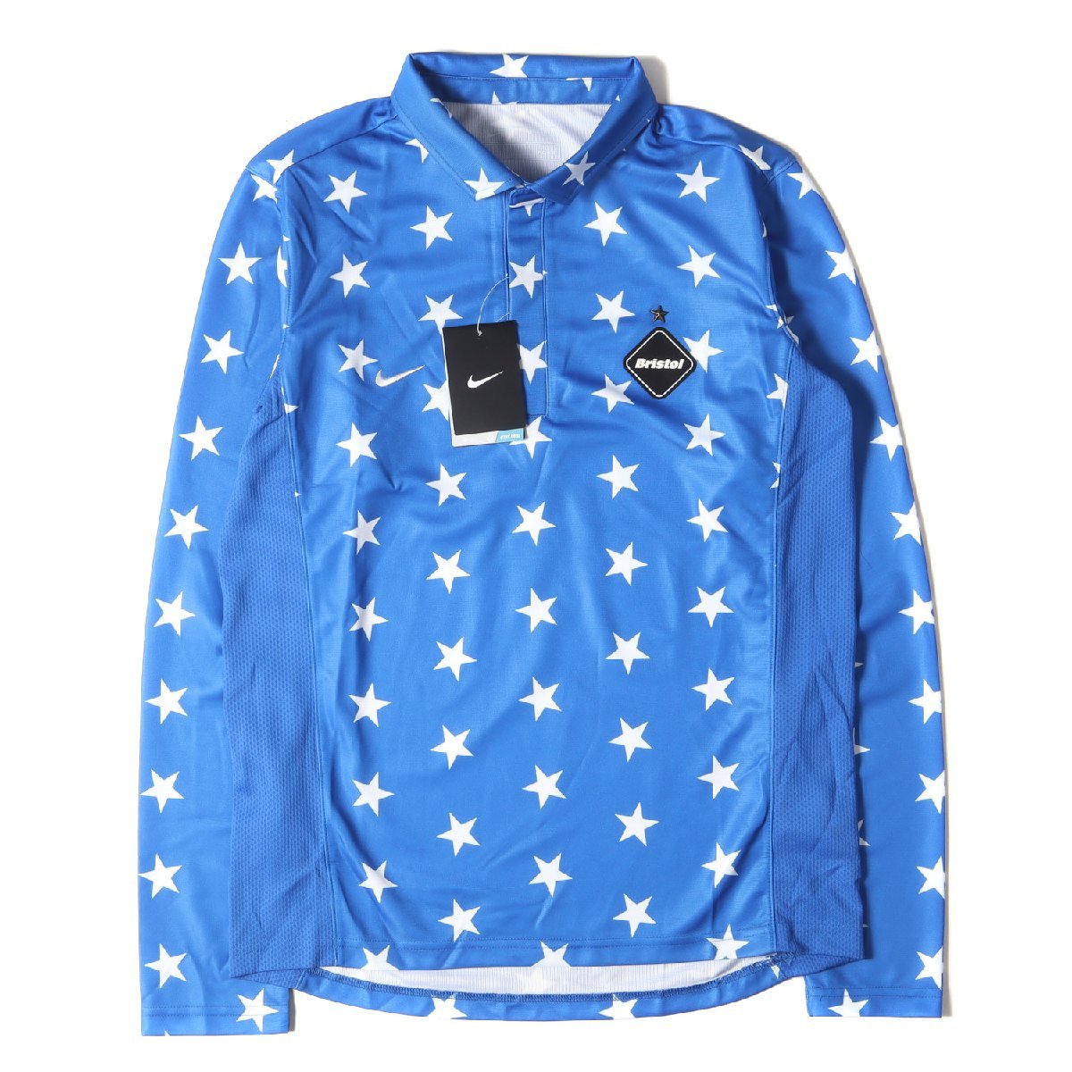 新品 F.C.Real Bristol エフシーレアルブリストル ポロシャツ サイズ:M NIKE ナイキ スター柄 ロングスリーブ ゲーム ポロシャツ ブルー