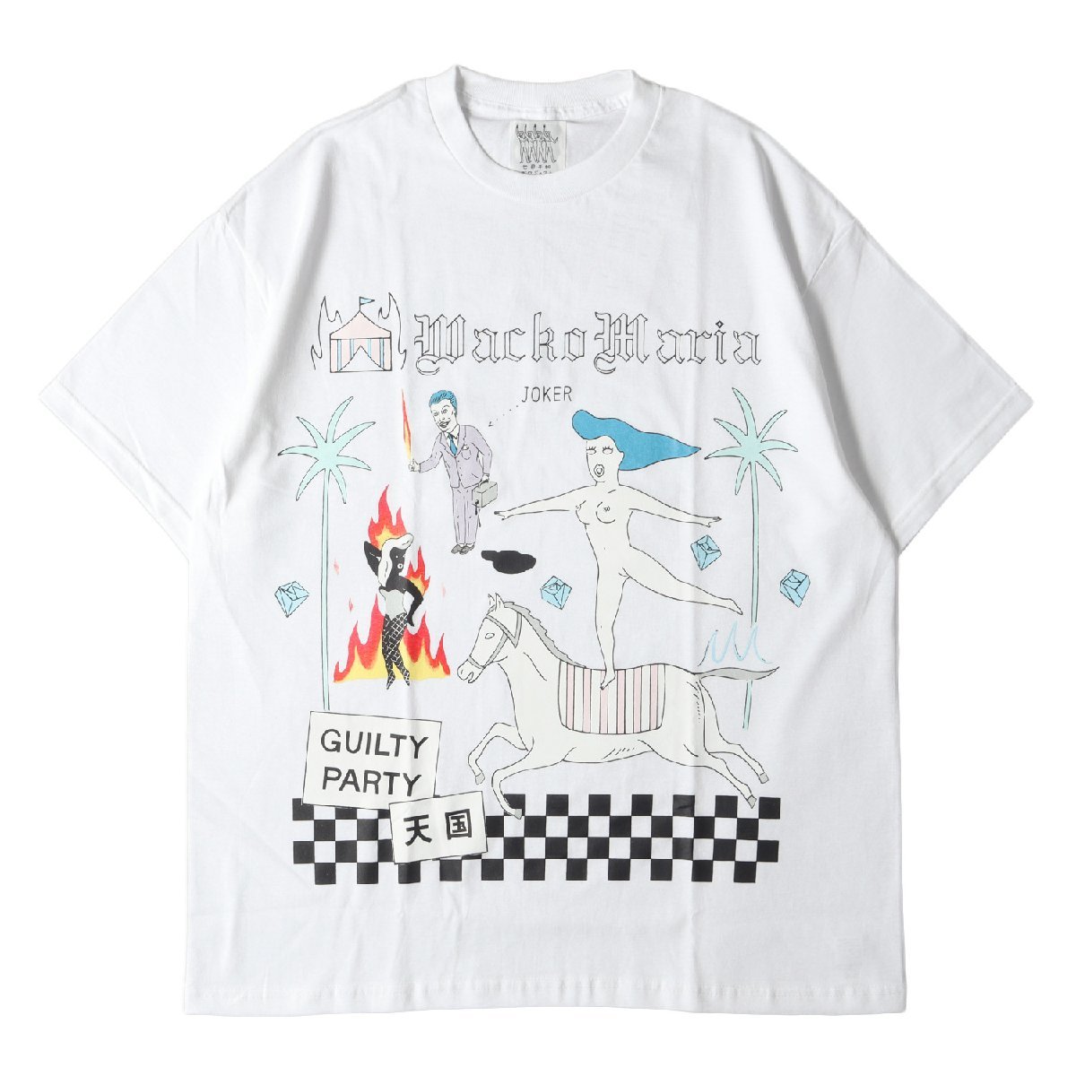 【お試し価格！】 クルーネックTシャツ グラフィック 世界平和プロジェクト 23AW サイズ:XL Tシャツ ワコマリア MARIA WACKO CREW ホワイト T-SHIRT NECK トップス