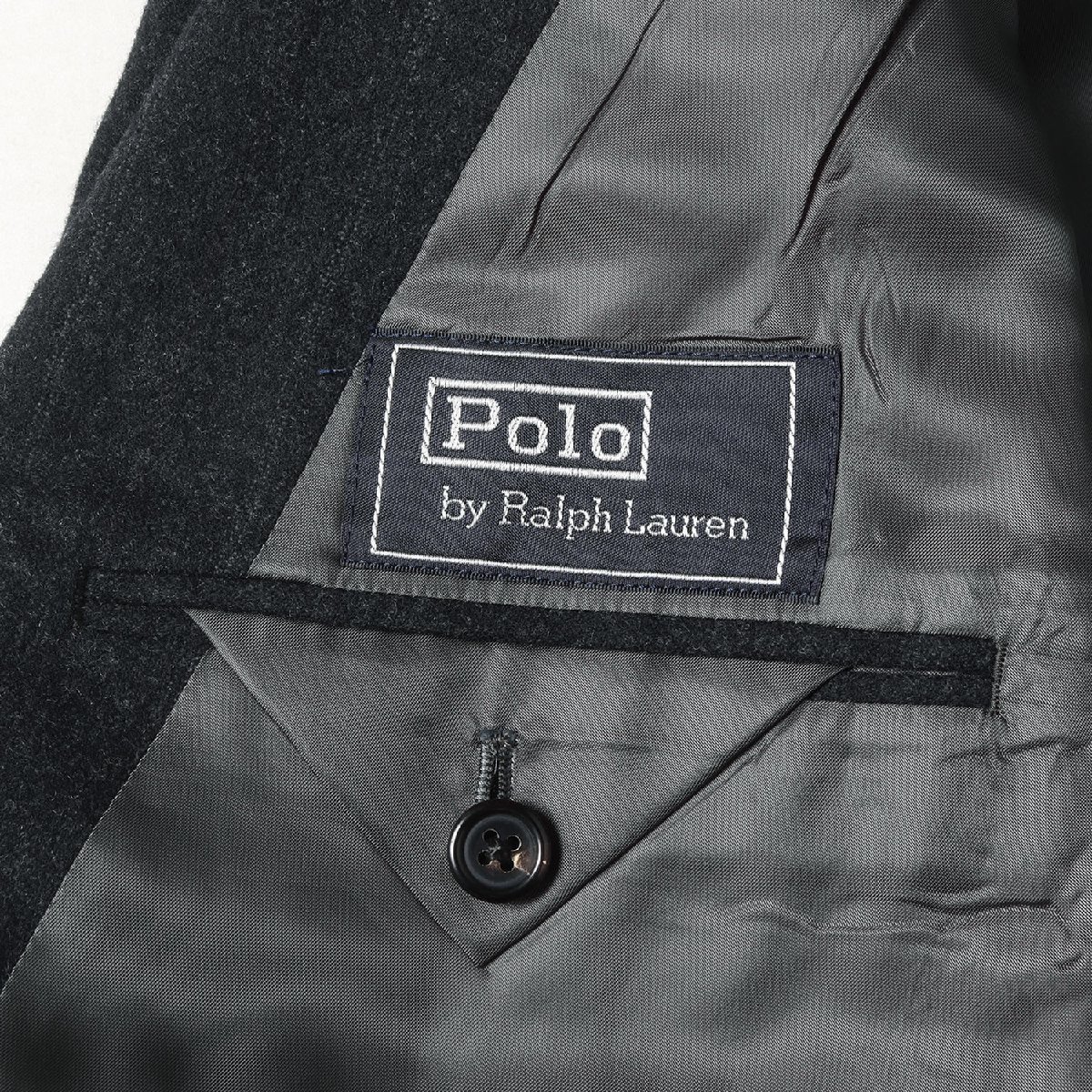 POLO Ralph Lauren ポロ ラルフローレン ジャケット サイズ:C96-W86-T170(M位) 90s ダブルストライプ テーラードジャケット ブラック_画像3