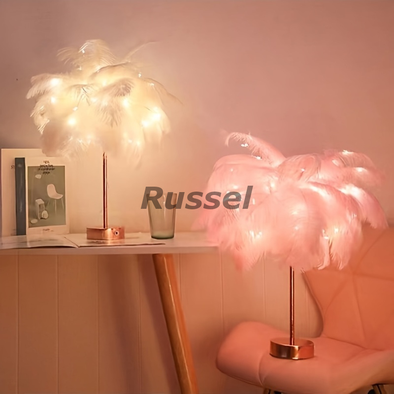  стол лампа перо оборудование орнамент стильный модный симпатичный интерьер настольный Night свет электрический подставка непрямое освещение белый розовый 4-7