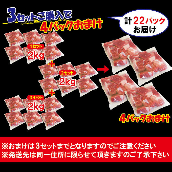 送料無料 国産豚肉煮込み用・カレー用角切り肉　冷凍2ｋg 【豚バラ】【豚ロース】_画像8