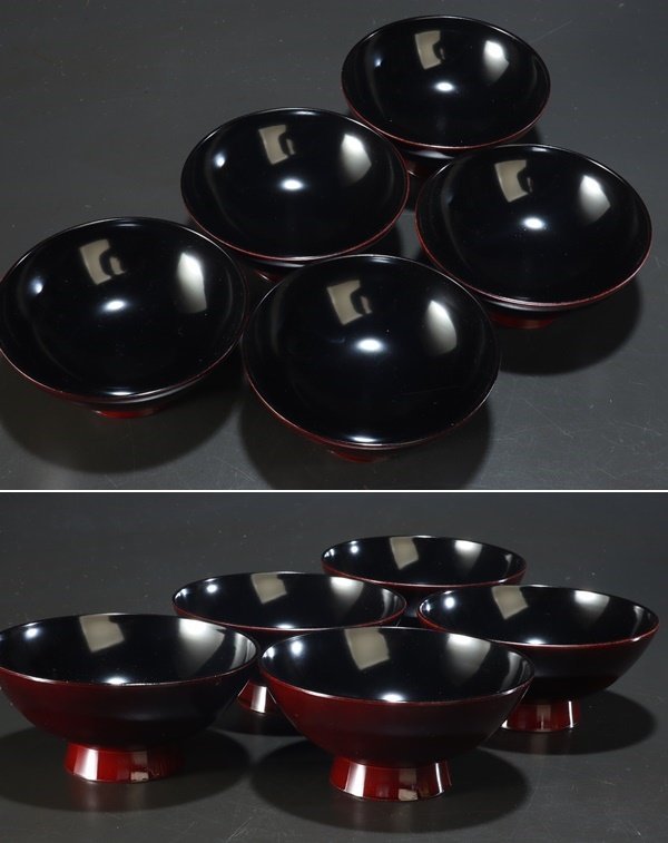 【夢讃岐】茶道煎茶/高級漆器 　蒔絵・吸物椀　5客揃（蓋5枚）Φ125 wa263_画像3