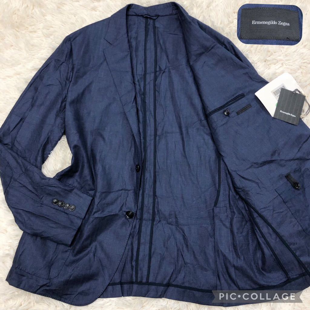 超希少3XL!エルメネジルドゼニア【幻の逸品】Ermenegildo Zegna テーラードジャケット ネイビー 2B シルク51％カシミヤ49％ 艶 高級 58(4L)_画像1