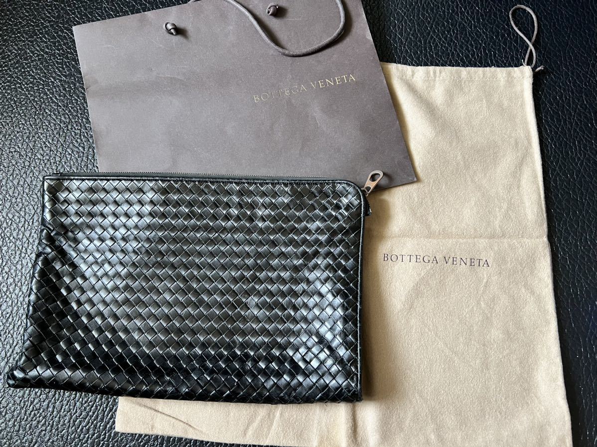 BOTTEGA VENETA ボッテガヴェネタ イントレチャート クラッチバッグ セカンドバッグ レザー ブラック 本物　1円スタート　売り切り　カバ_画像9