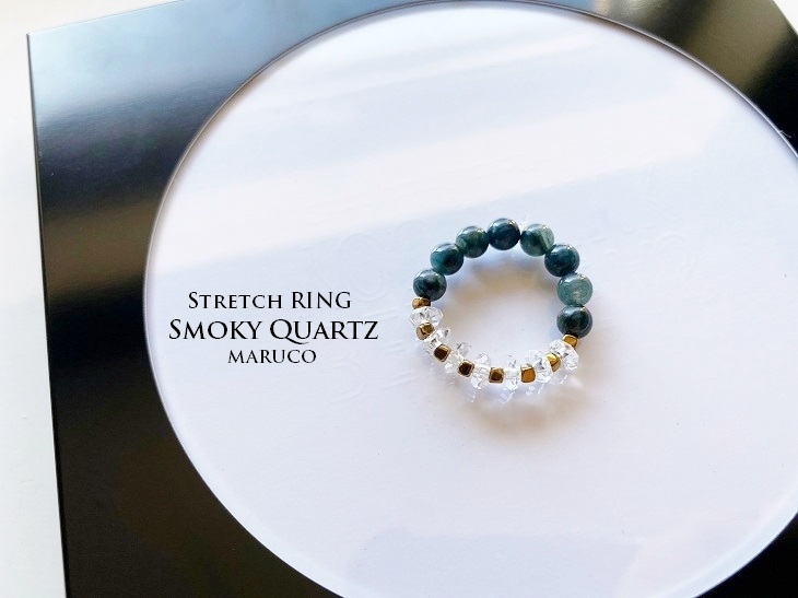 △MARUCO△RING380-1234クリスタル水晶+アパタイト*天然石 ゴムの指輪  STRETCH FREE RING [送料無料]の画像1