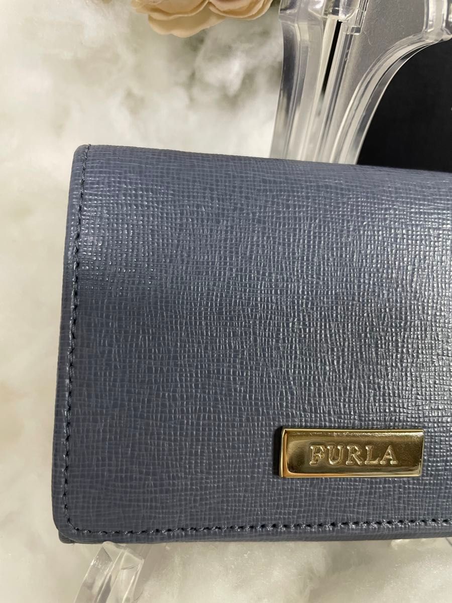 二つ折り財布 財布 FURLA くすみブルー