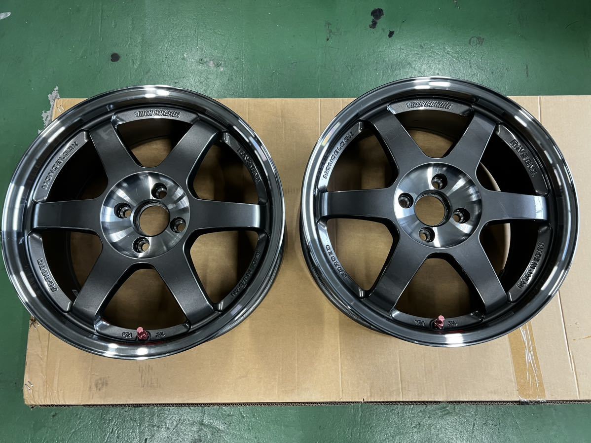 極美品 レイズ ボルクレーシング TE37 SL ホイール 17inch 4H100 7jj +40 RAYS VOLK RACING ２本セット 売切り_画像1