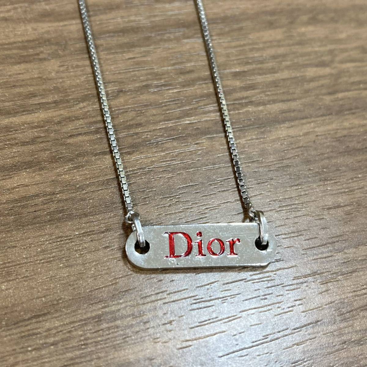 Christian Dior クリスチャンディオール アクセサリー ネックレス プレート ロゴ シルバーカラー レディース ブランド ファッション