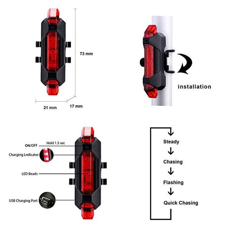 テールライト COB LED レッド 自転車 ロードバイク テールランプ サイクルライト_画像5