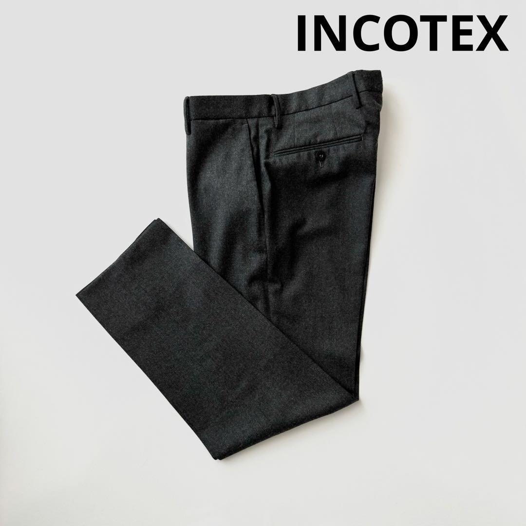 INCOTEX インコテックス テクノサルトリアル アーバントラベラー ウール パンツ 48 グレー ノープリーツ テーパード スラックス 国内正規