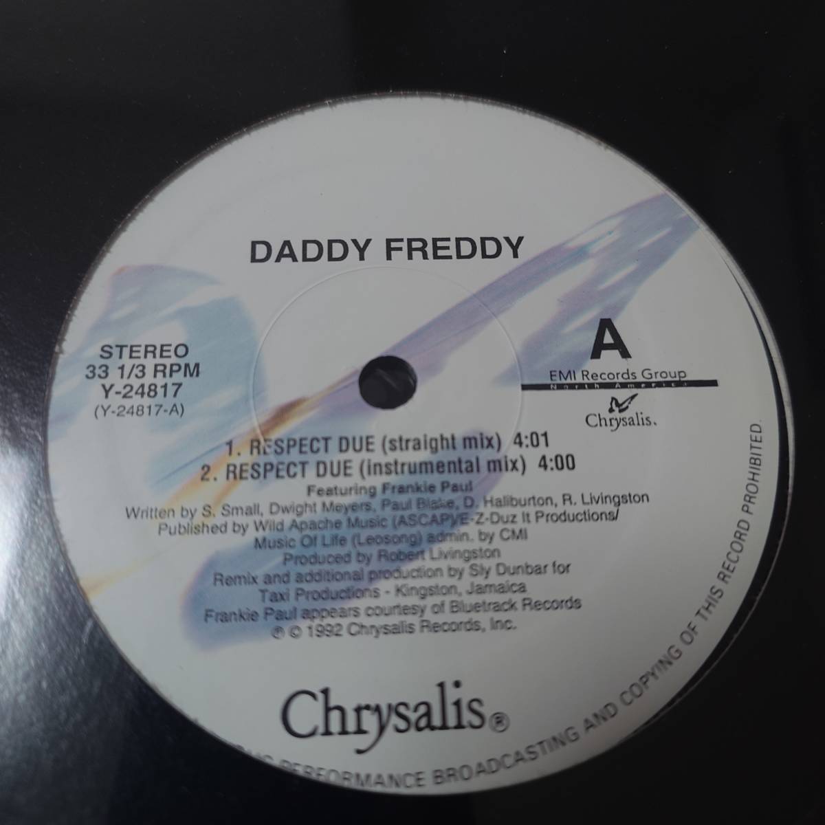 Daddy Freddy & Heavy D & Frankie Paul - Respect Due / Now or Never // Chrysalis 12inch / Freddie / Dancehall Classic_画像1