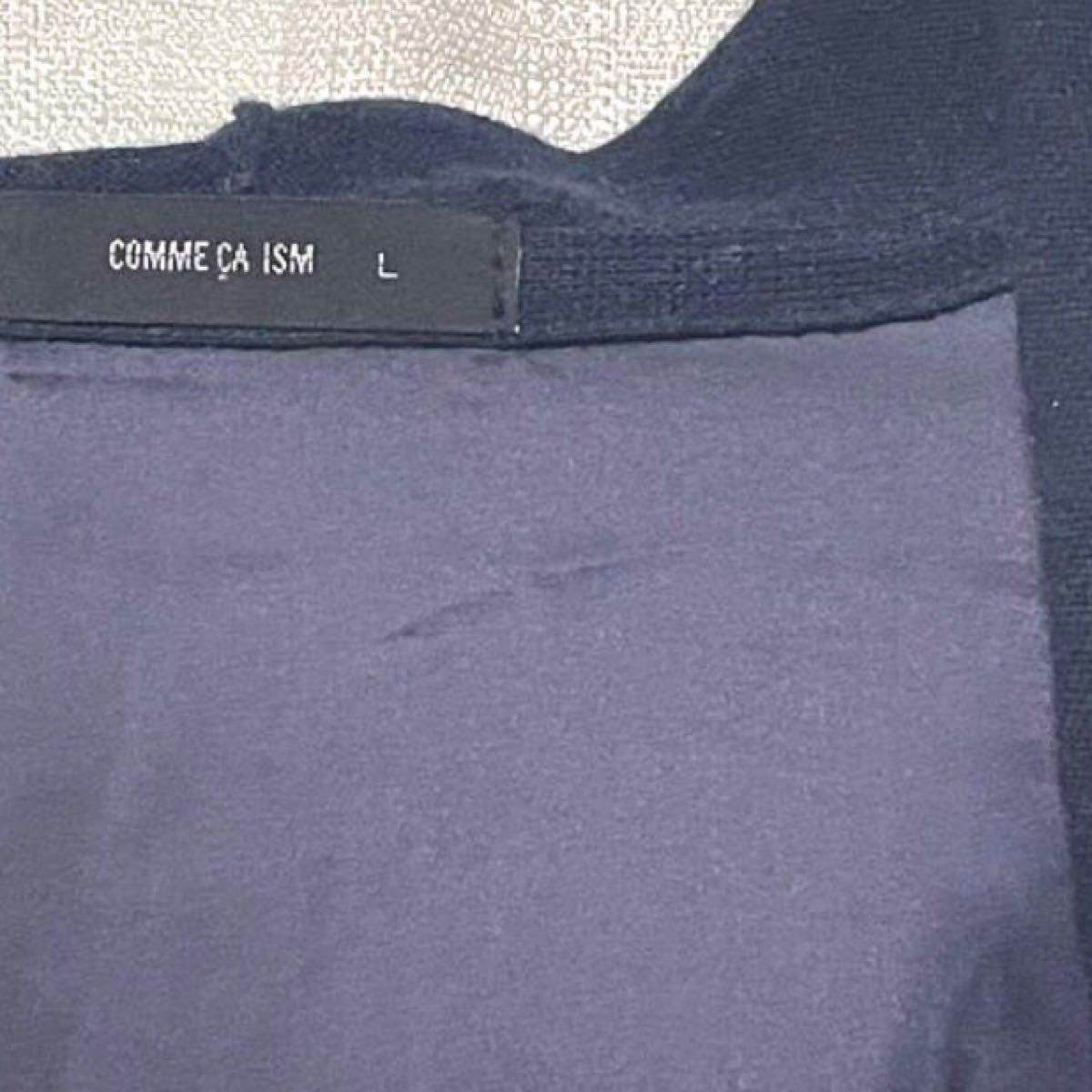 COMME CA ISM コムサイズム 薄手カーディガン リネンパーカー アウター スプリング 春ジャケット ネイビー 紺色  L