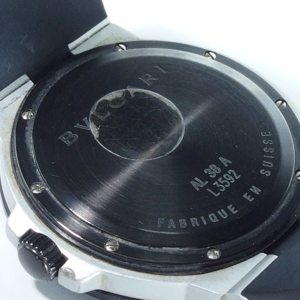 【ジャンク扱い】 BVLGARI ブルガリ アルミニウム AL38A アルミ/ラバー 自動巻き デイト 動作品 USED品 訳アリ メンズ 腕時計 「22762」_画像8