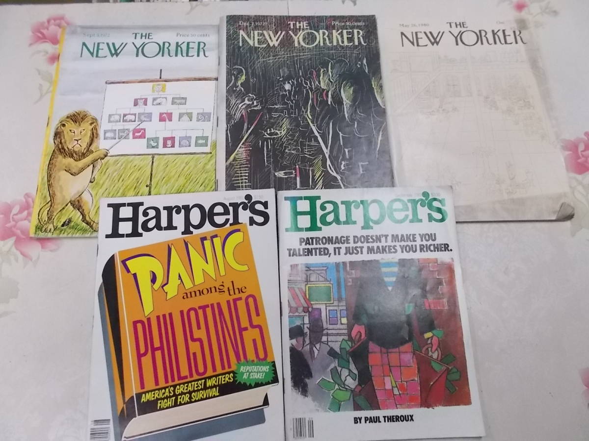 Y○／アメリカ大衆雑誌 THE NEW YORKER・Harper's 1972-1981年のうち5冊まとめての画像1