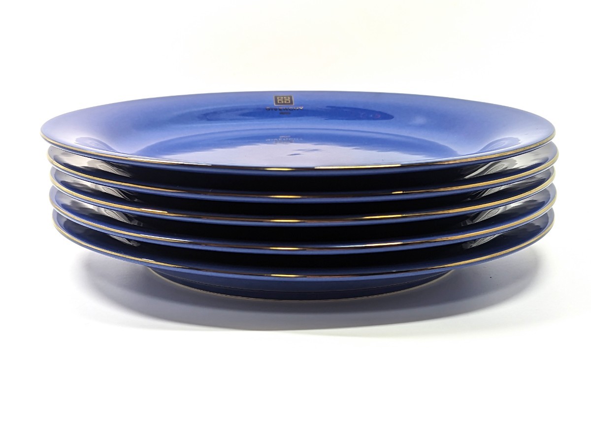 GIVENCHY  ジバンシー  ブルー  プレート 大皿 5枚セット 直径 25cm×高さ2.8cm ぐらいです 未使用品 元箱はありませんの画像4
