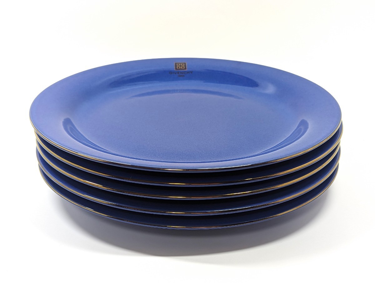 GIVENCHY  ジバンシー  ブルー  プレート 大皿 5枚セット 直径 25cm×高さ2.8cm ぐらいです 未使用品 元箱はありませんの画像5