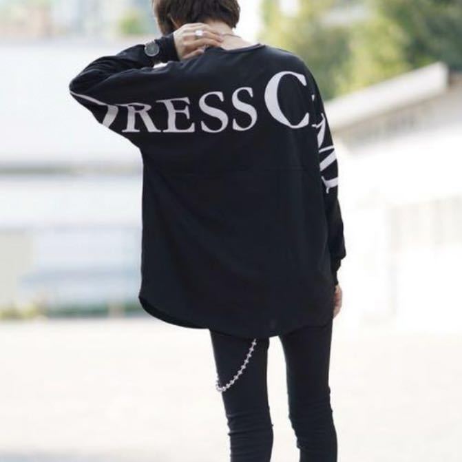 * new goods unused *DRESS CAMP back print long sleeve cut and sewn black free size 