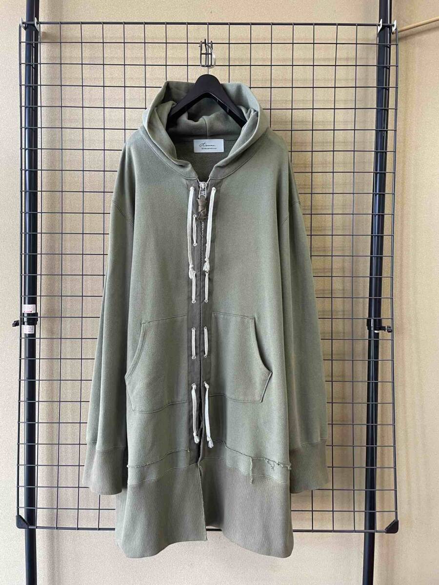 【Azuma./アズマ】Lace Up & Zip Up Long Sweta Hoodie Parka レースアップ&ジップアップ ロング丈 スウェット パーカー フーディー_画像1